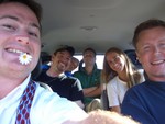 Viaggio in pulmino per andare a Helsinborg- da sinistra a destra Pierre Girardeau,Rob Holland, Vittorio, Paolo, Paola e Mike Wiskus